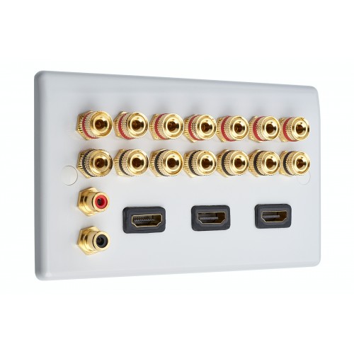 7.2 Slimline Surround Sound Speaker Wall Plate with Gold Binding Posts